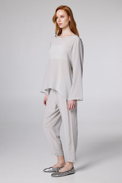 Silk Basic Shirt With Round Neck