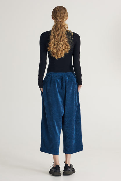 Corduroy Trousers With Pockets And Elastic Waistband