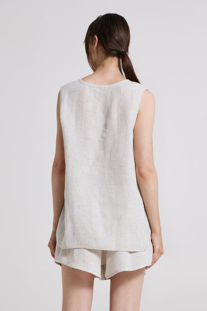 Linen Basic Sleeveless Blouse
