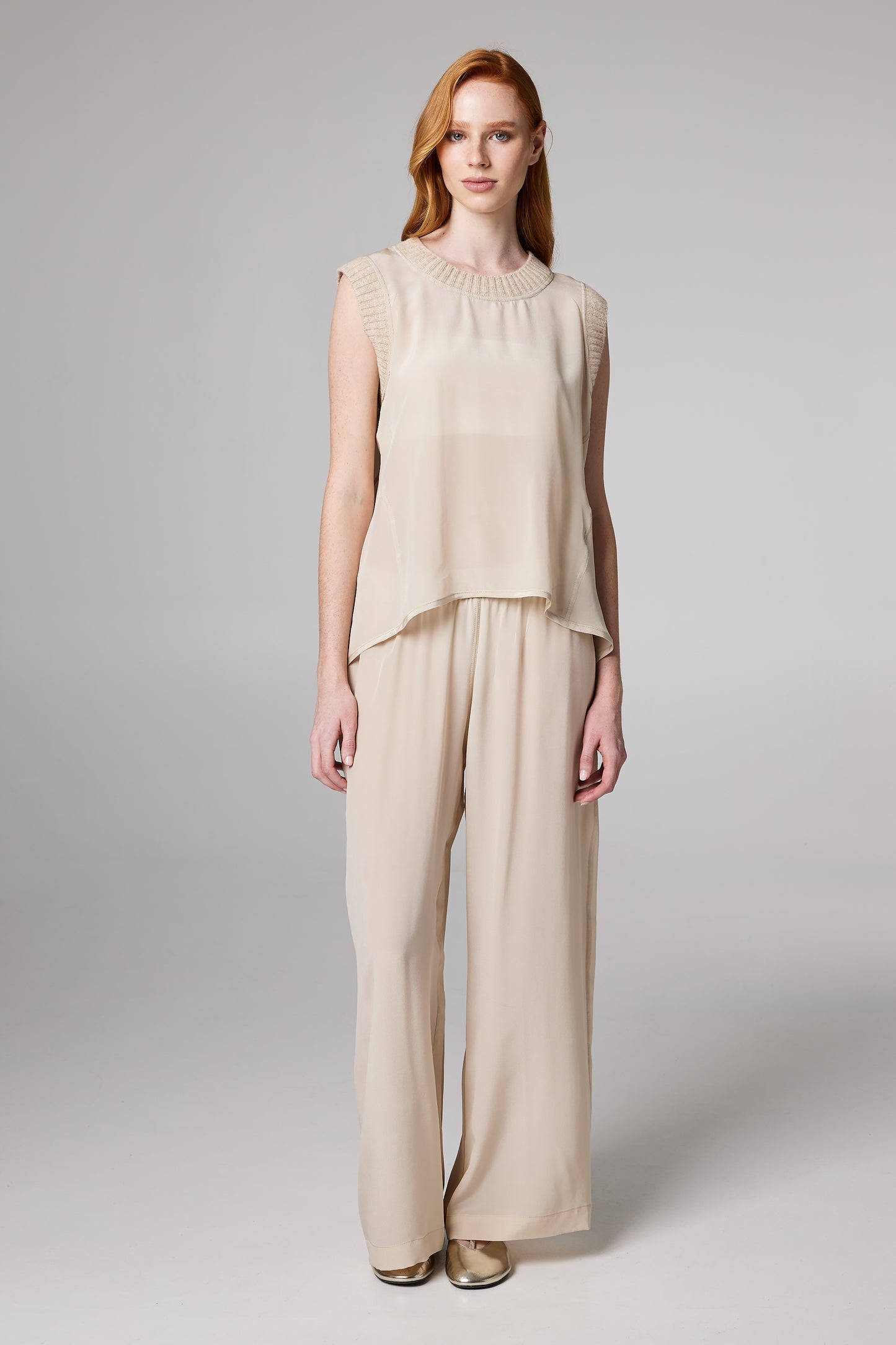 Layering Silk Blouse With Wool Finishings