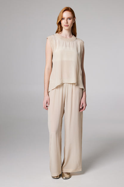 Layering Silk Blouse With Wool Finishings
