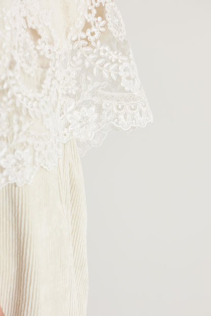 Knitwear Blouse With Lace And Silk Top