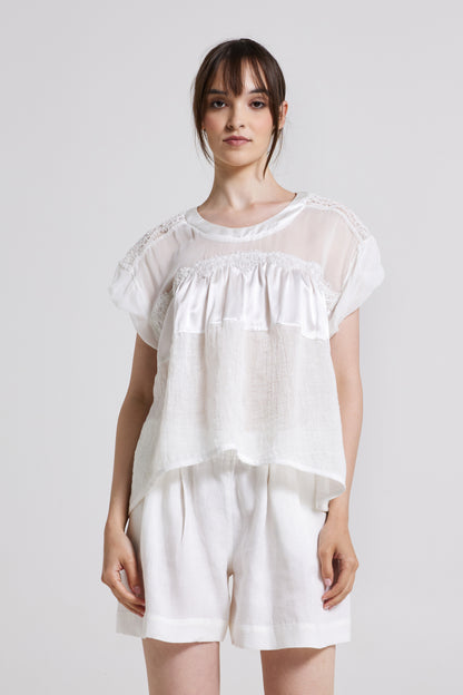 Linen Blouse With Silk Top