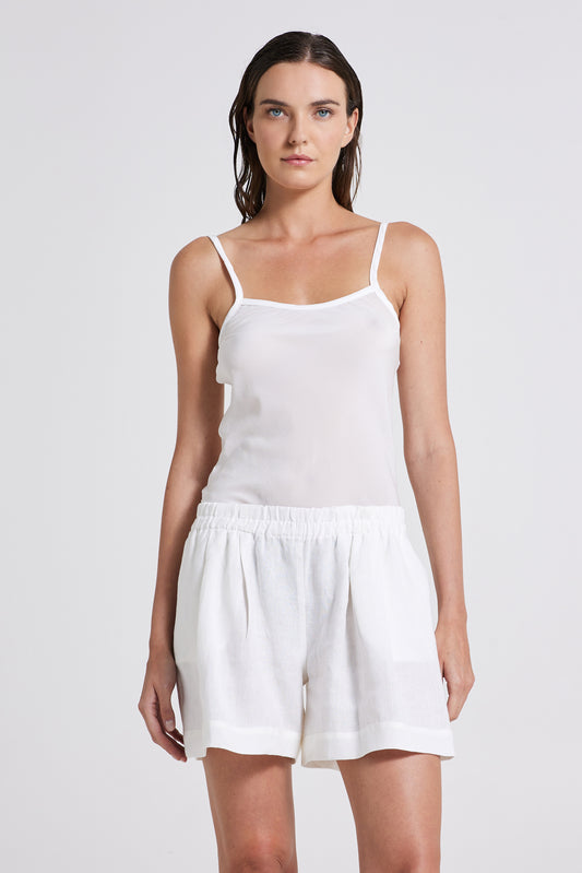 Linen Shorts With Elastic Waistband