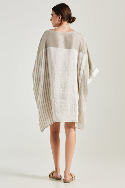 Linen And Silk Caftan With Oversize Fit