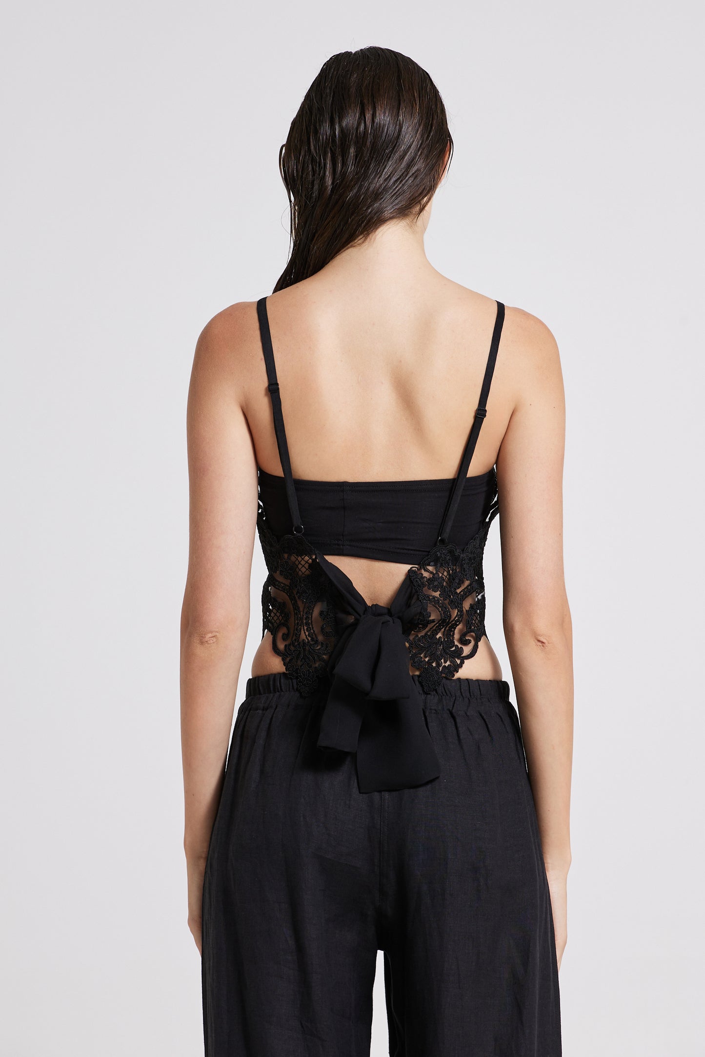 Lace Top With Back Silk Ribbon