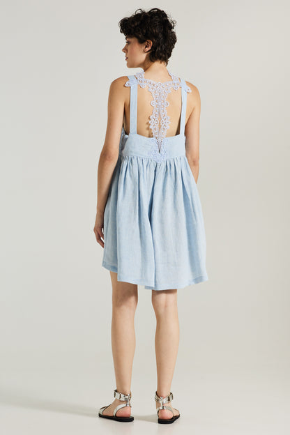 Linen Sundress With Lace Details And Open Back