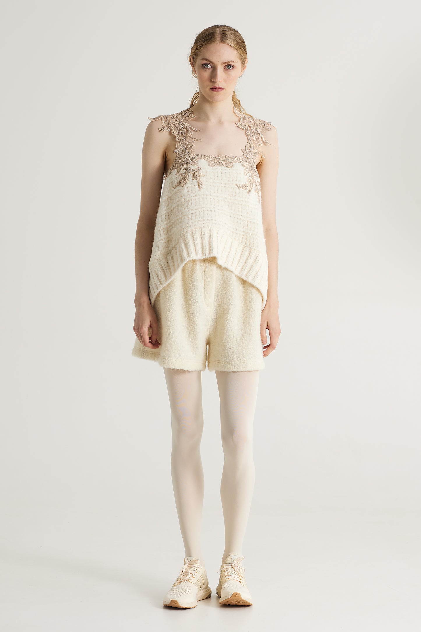 Knitwear Blouse With Lace Top And Back Details