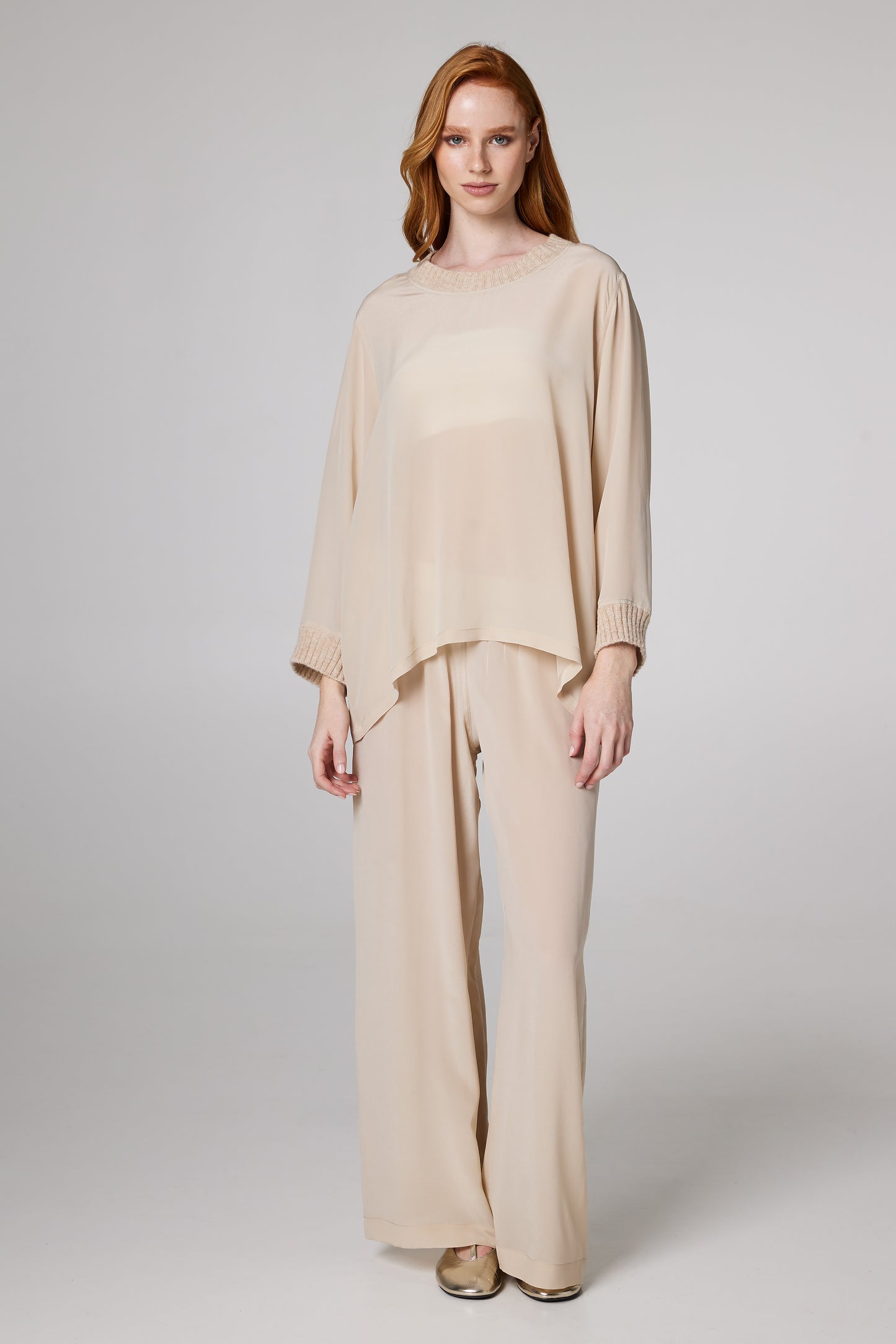 Silk Layering Top With Wool Finishings