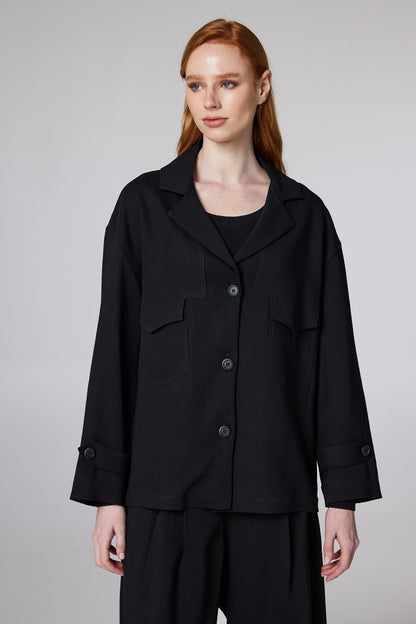 Blazer With Front Pockets And Lapel Collar