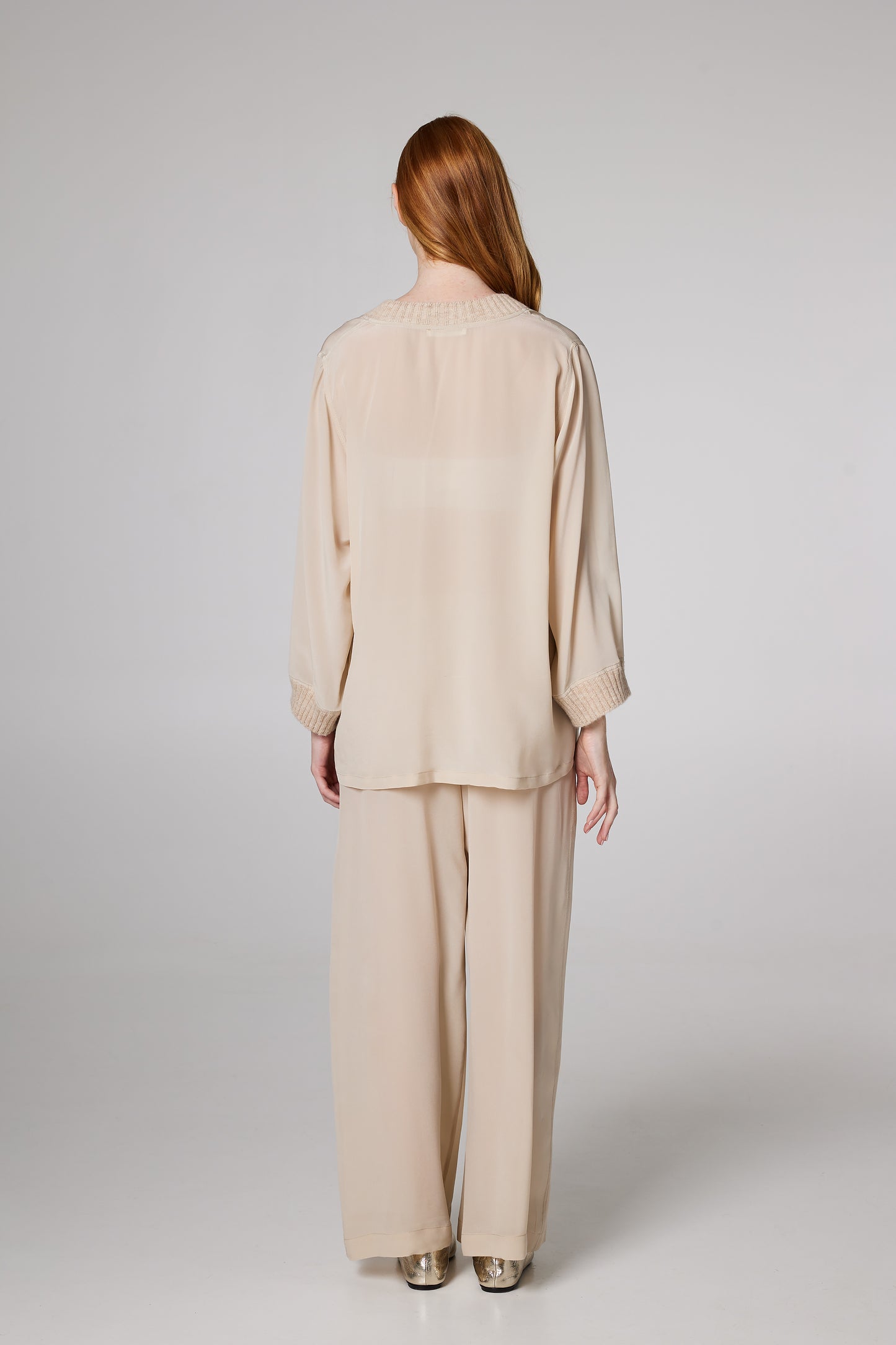Silk Layering Top With Wool Finishings