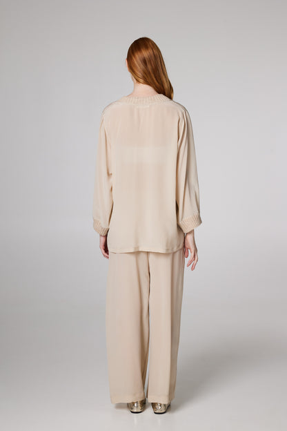 Silk Layering Top With Wool Finishings