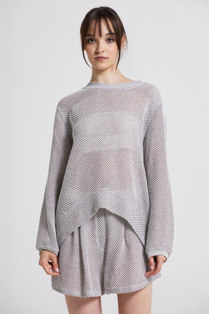 Light Knitwear Sweater With Metallic Details