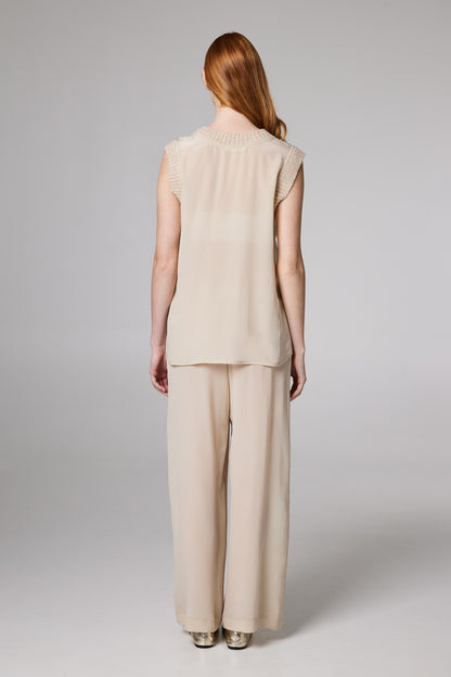 Layering Silk Blouse With Wool Finishings