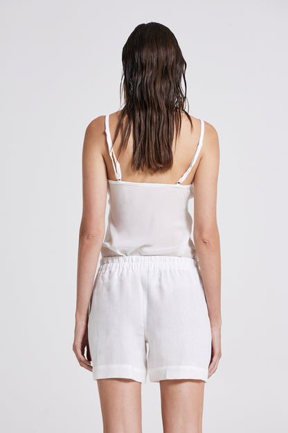 Linen Shorts With Elastic Waistband