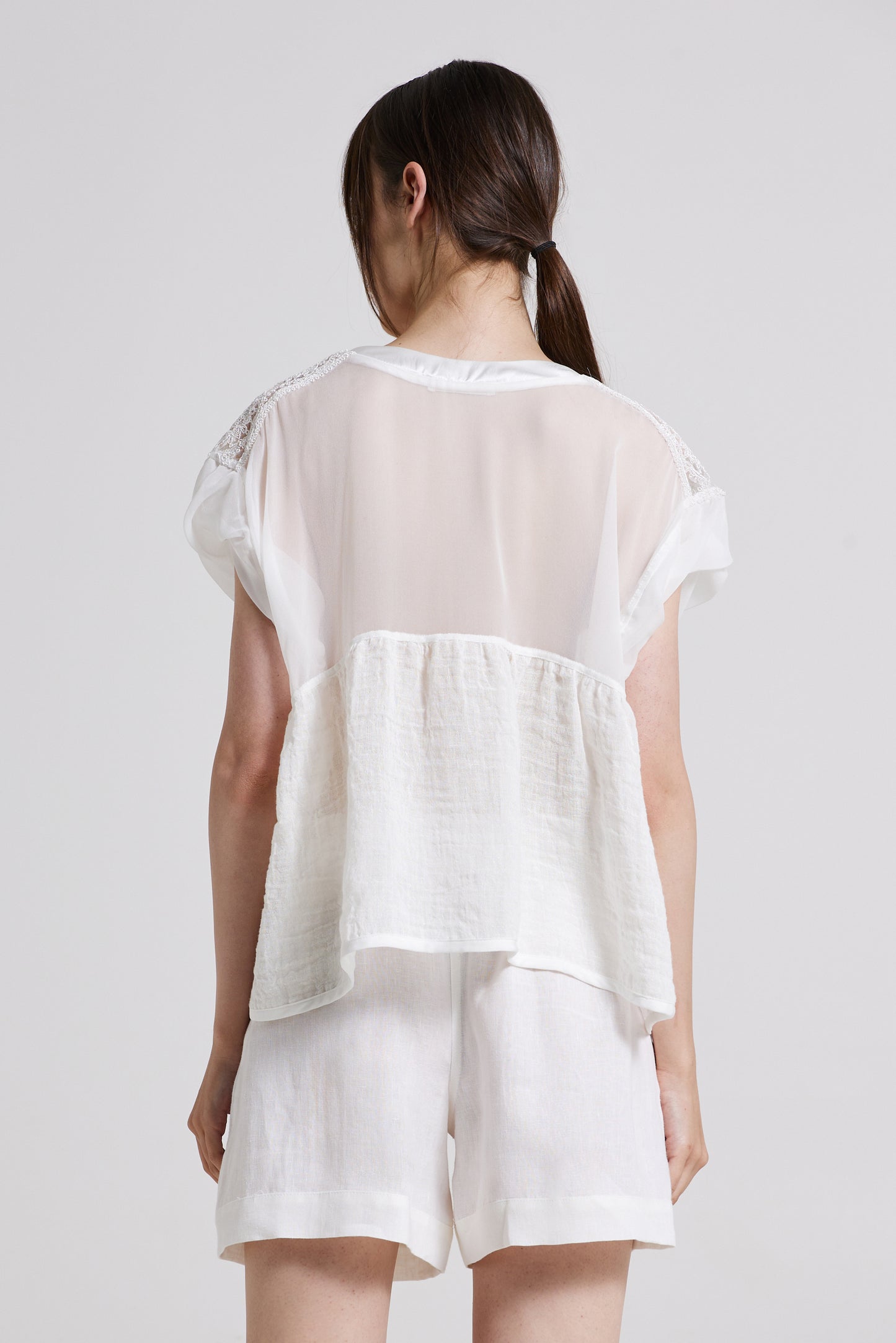 Linen Blouse With Silk Top