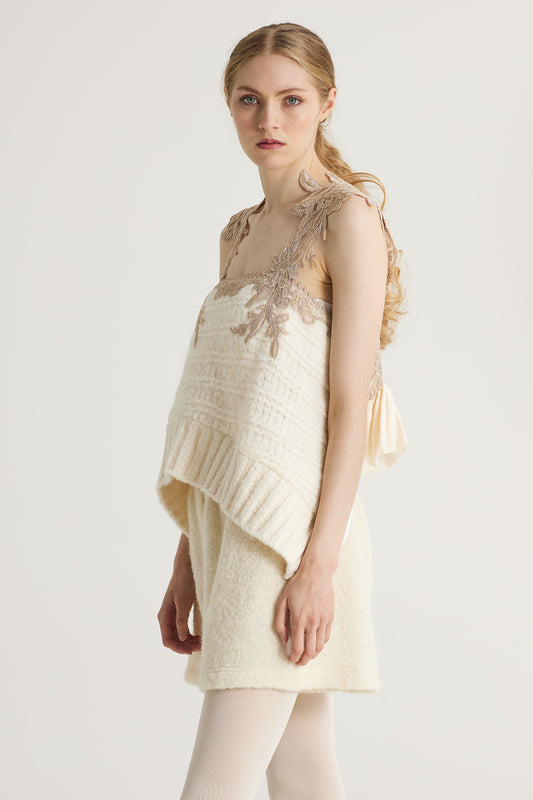 Knitwear Blouse With Lace Top And Back Details