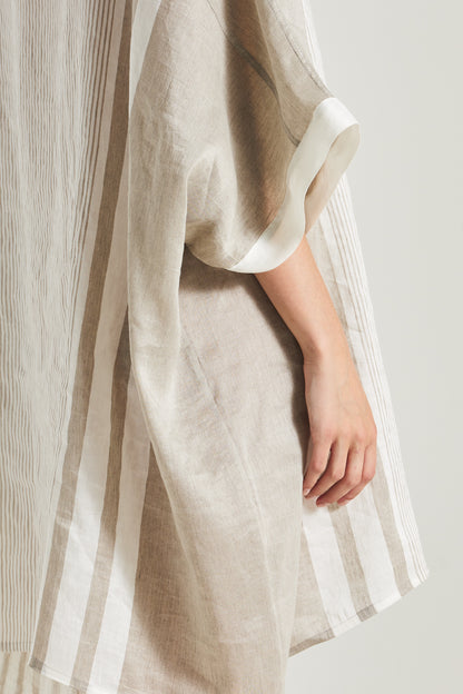 Linen And Silk Caftan With Oversize Fit