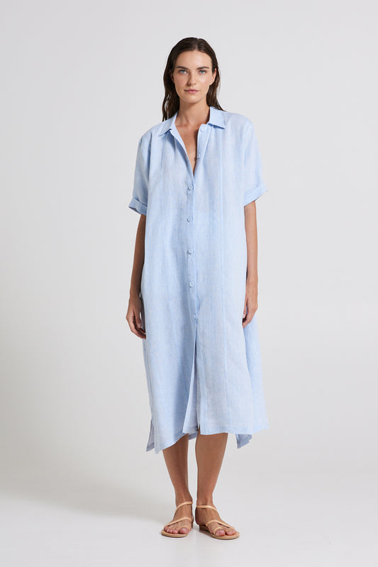 Linen Long Dress With Buttons