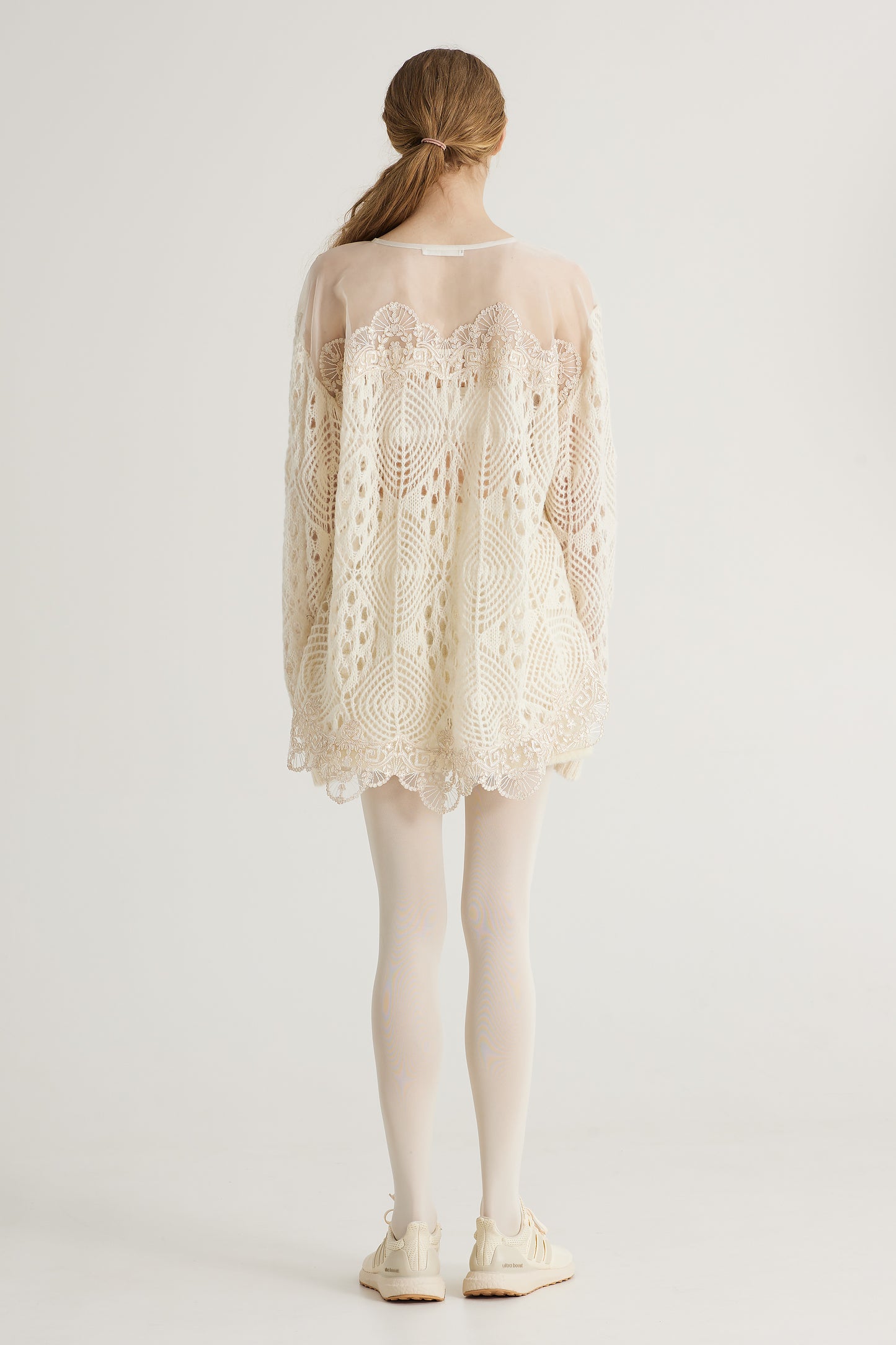 Knitwear Oversize Wool Blouse With Bottom Lace Details
