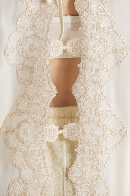 Knitwear Wool Blouse With Open Back Lace Details
