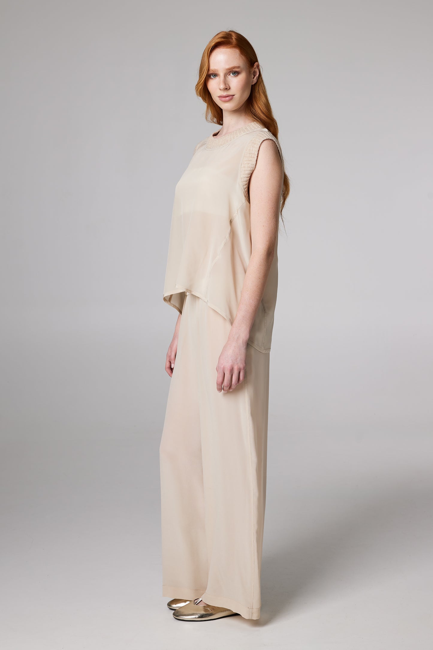 Layering Silk Blouse With Wool Finishings