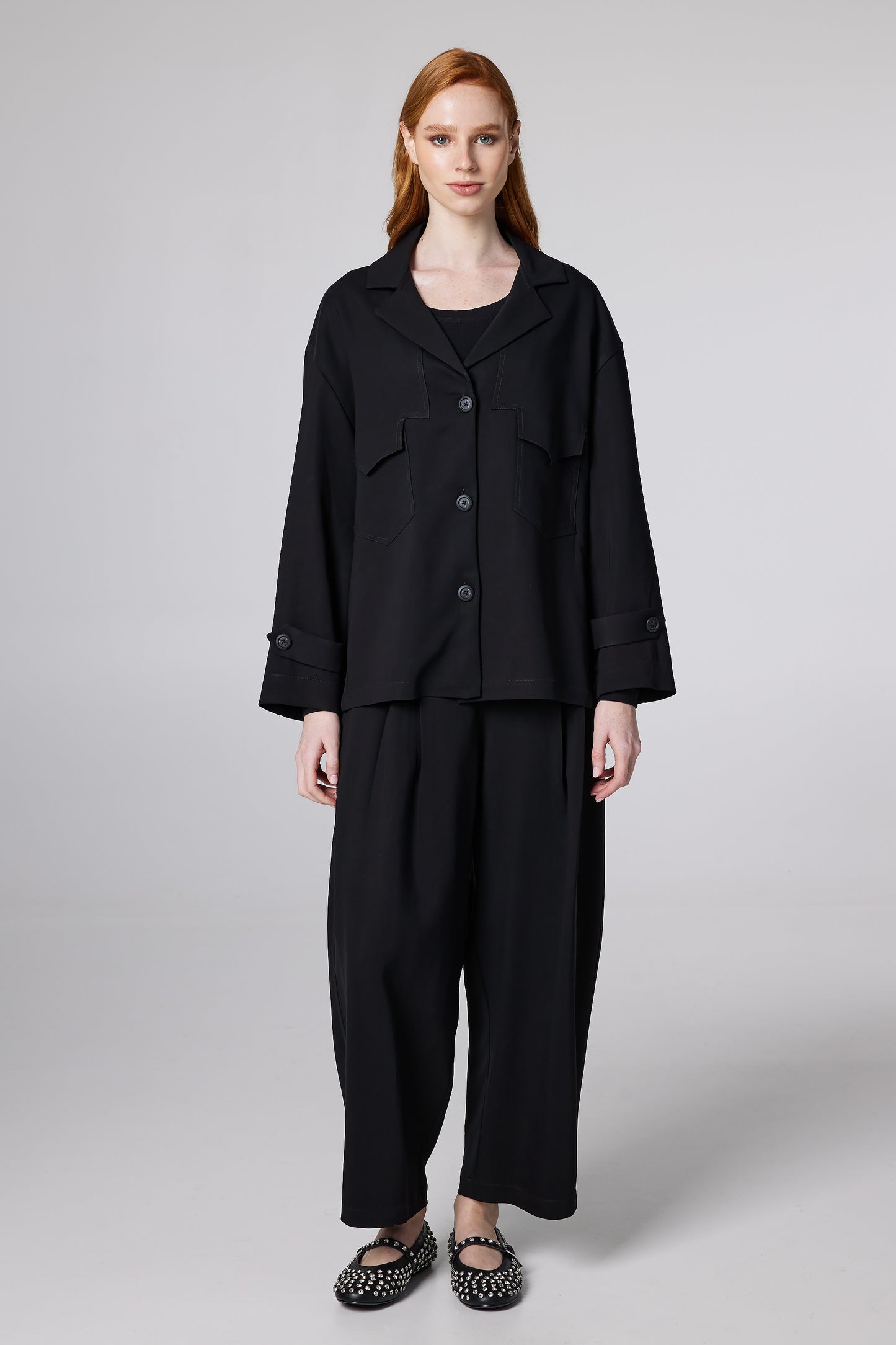 Blazer With Front Pockets And Lapel Collar