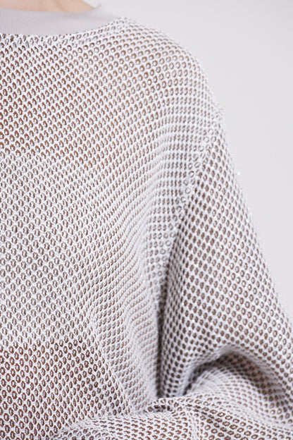 Light Knitwear Sweater With Metallic Details