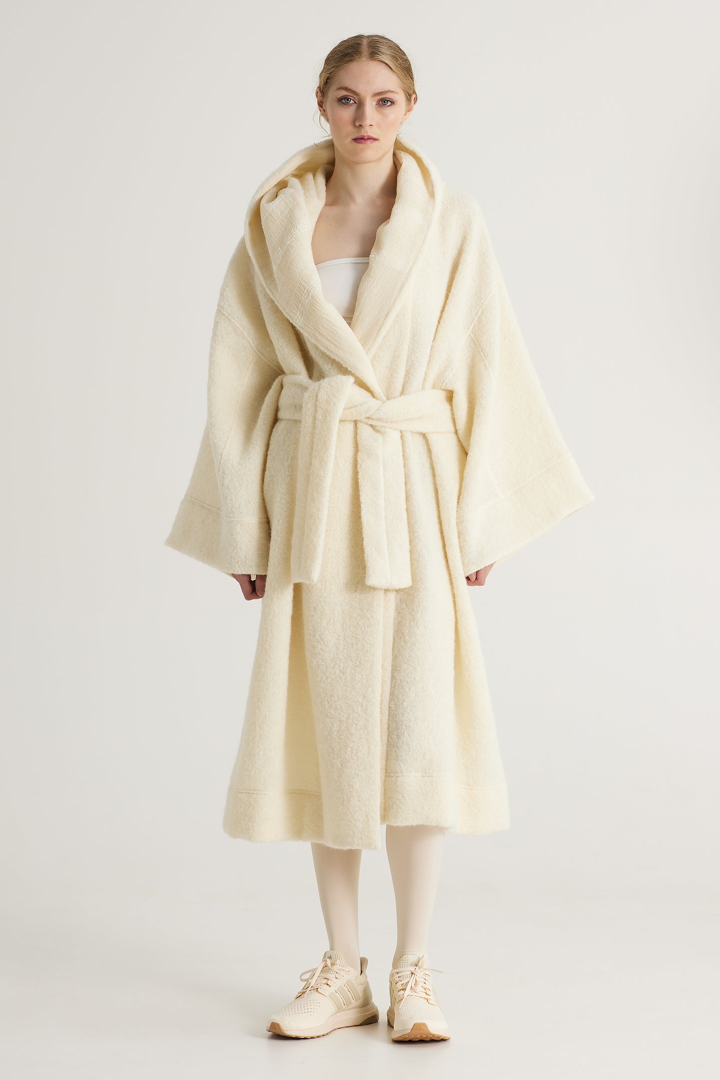 Long Wool Coat With Waist Band