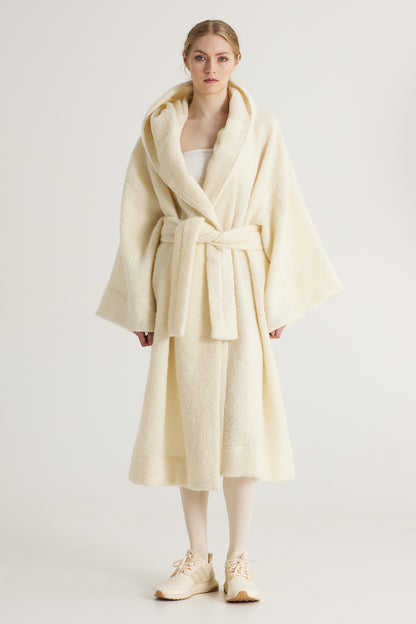 Long Wool Coat With Waist Band