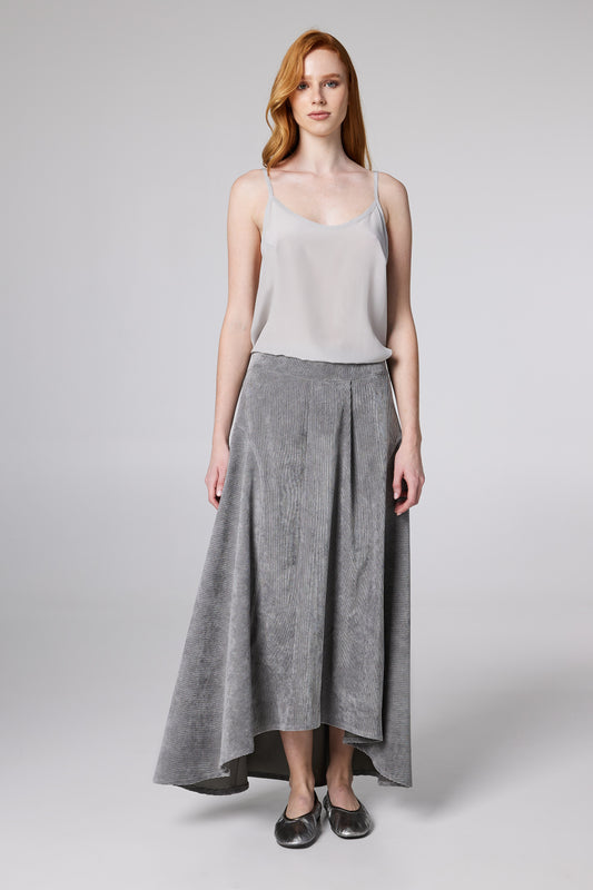 Corduroy High-low Maxi Skirt