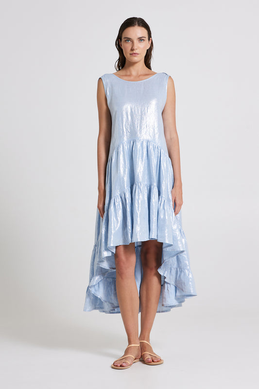 High-Low Sleeveless Linen Dress