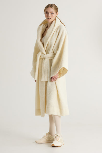 Long Wool Coat With Waist Band
