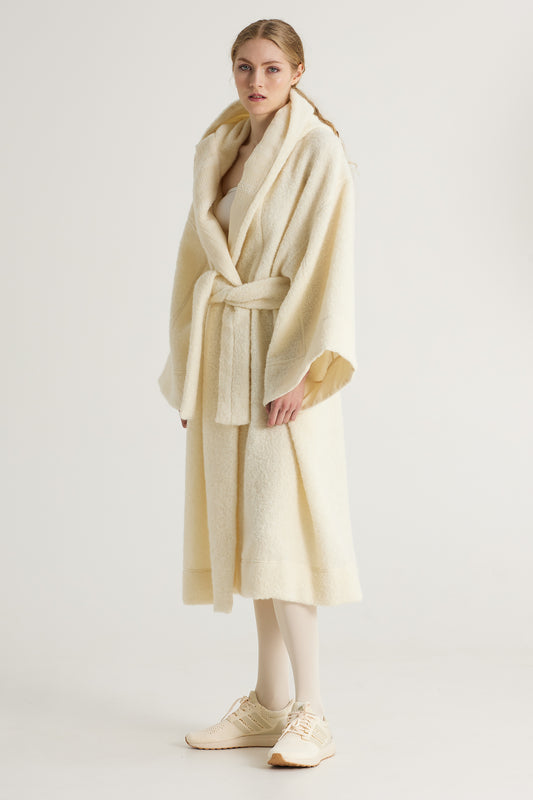 Long Wool Coat With Waist Band