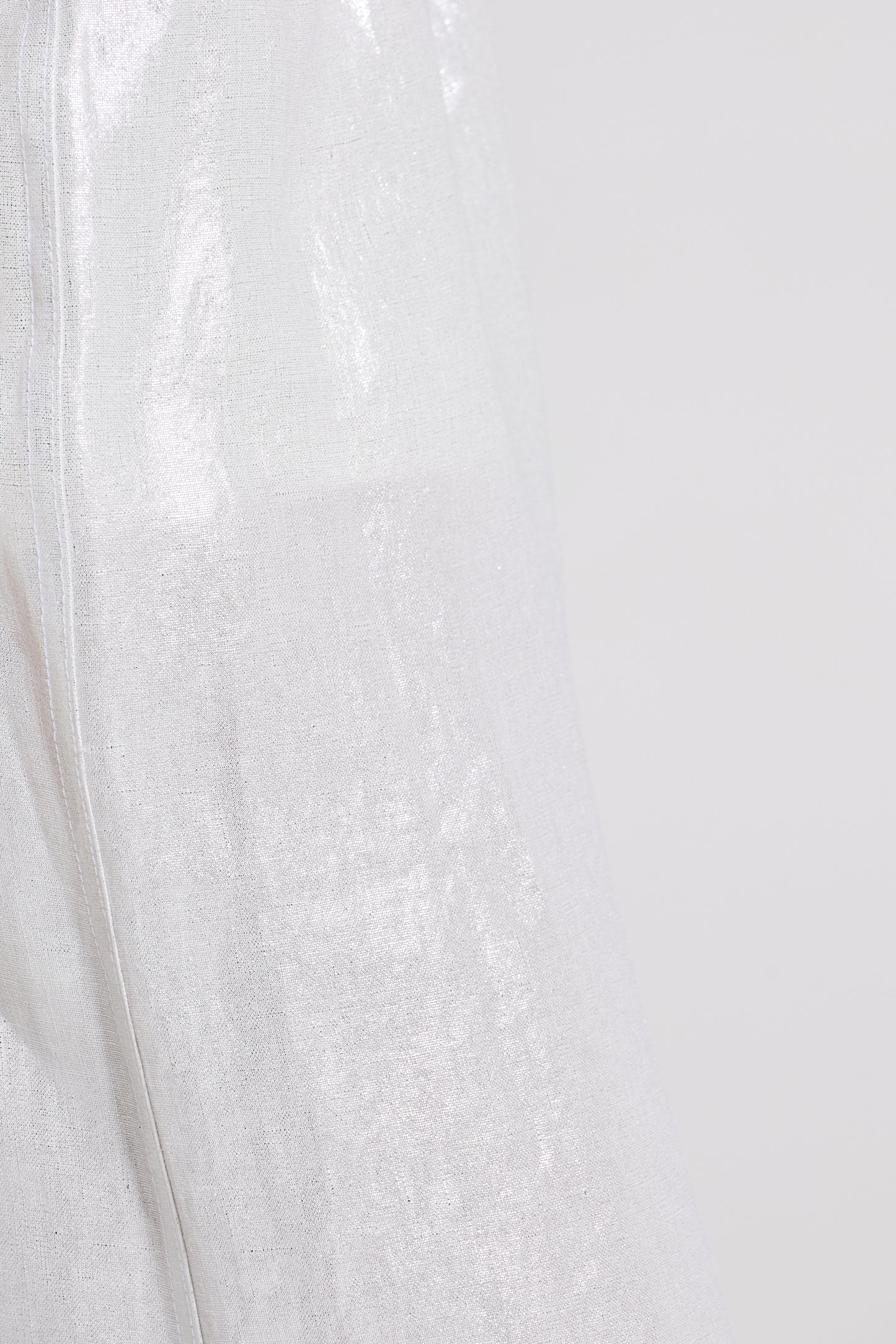 Laminated Linen Trousers With Adjustable Waistline