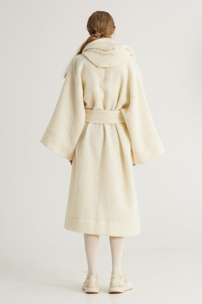 Long Wool Coat With Waist Band