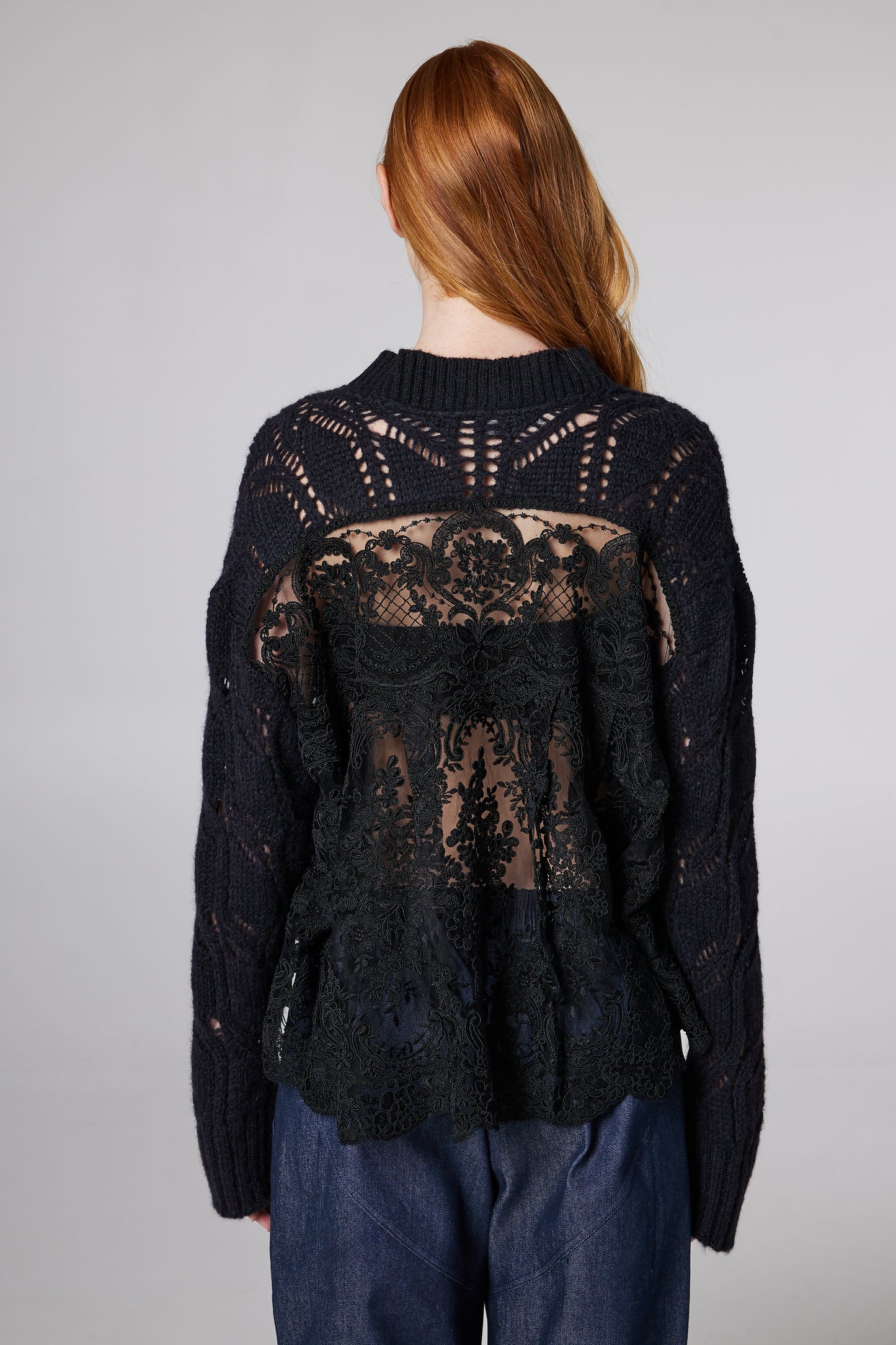Knitwear Sweater With Long Sleeves And Lace Back