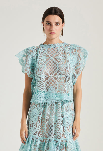 Lace Blouse With Short Sleeves