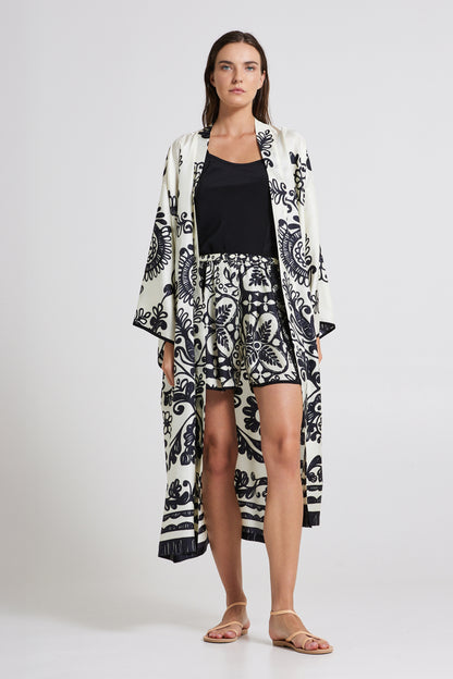 Silk Kimono With Floral Print