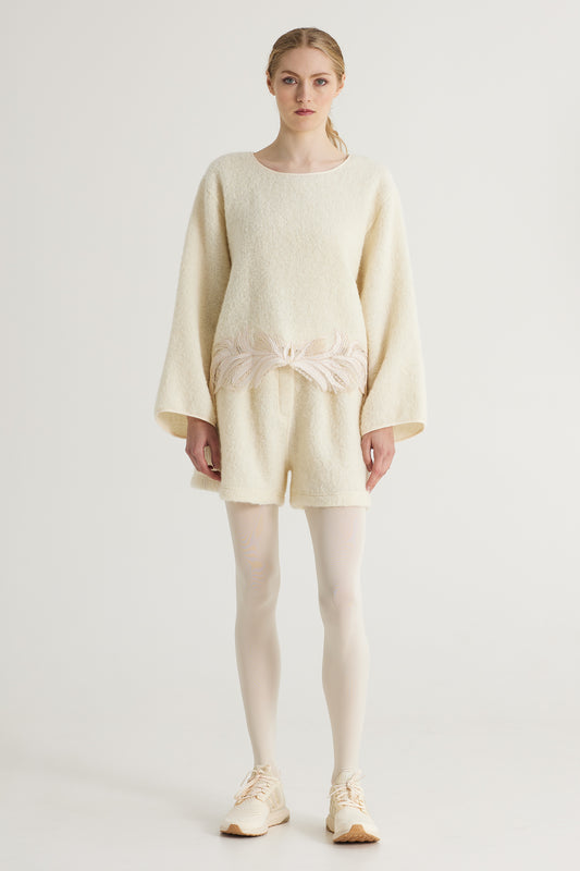 Wool Blouse With Bottom Lace Details