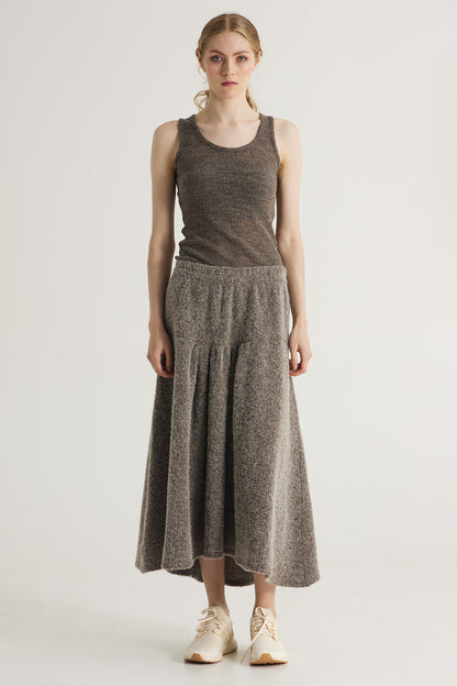 Long Wool Skirt With Elastic Waistband