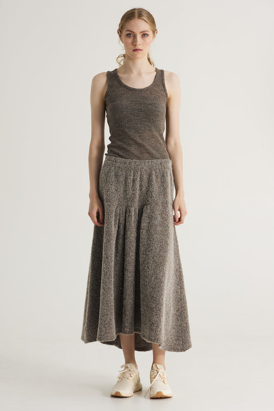 Long Wool Skirt With Elastic Waistband