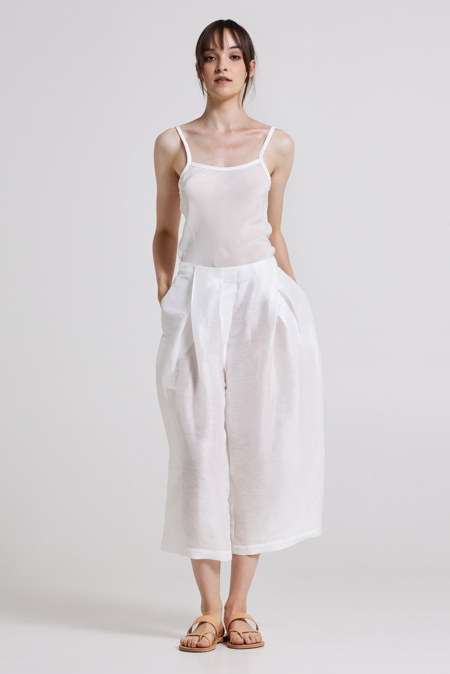 Linen And Silk Trousers With Pockets