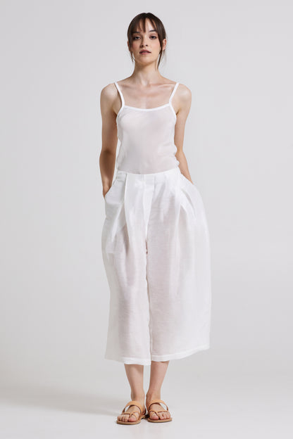 Linen And Silk Trousers With Pockets