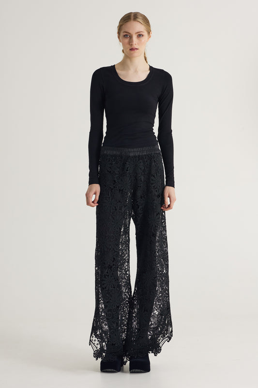 Lace Pants With Silk Elastic Waistband