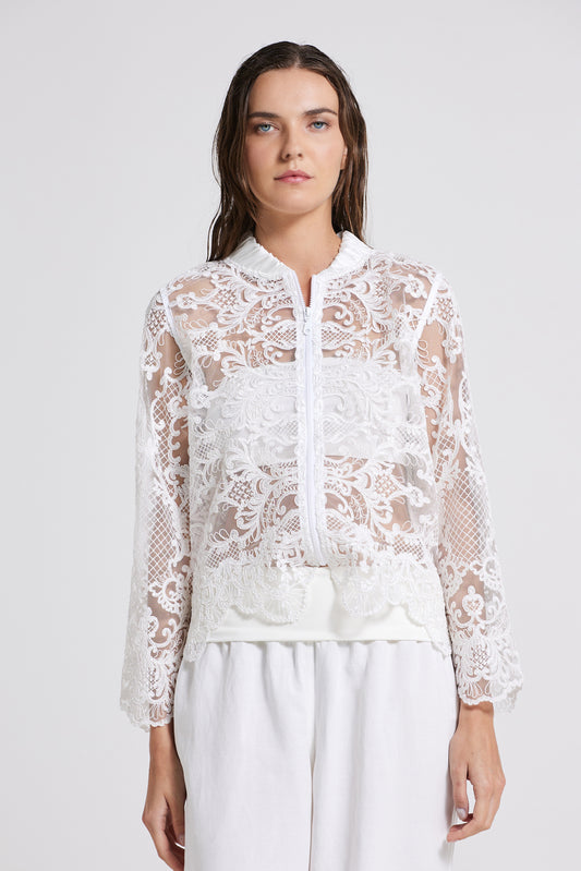 Lace Jacket With Silk Finishings