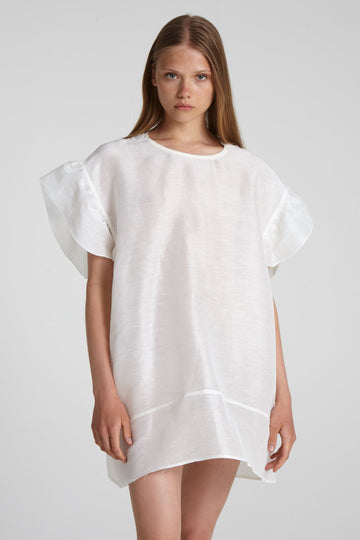 Midi linen and silk dress