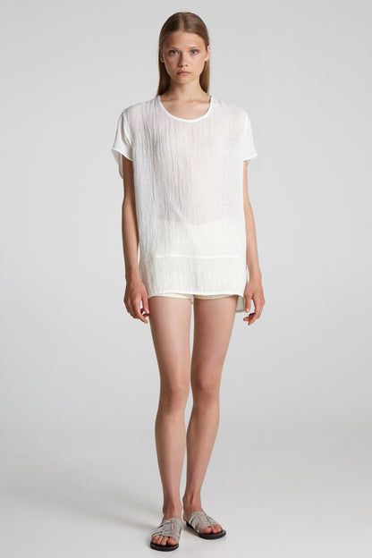 Lace on the back linen top