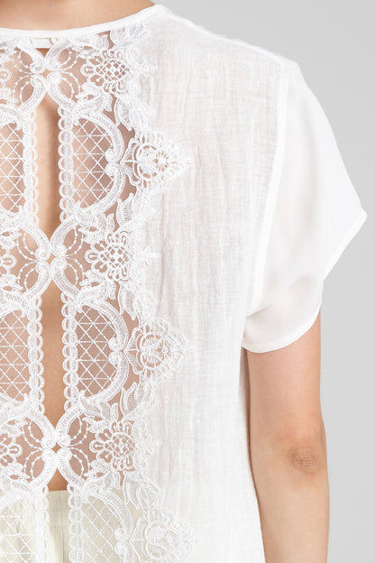 Lace on the back linen top