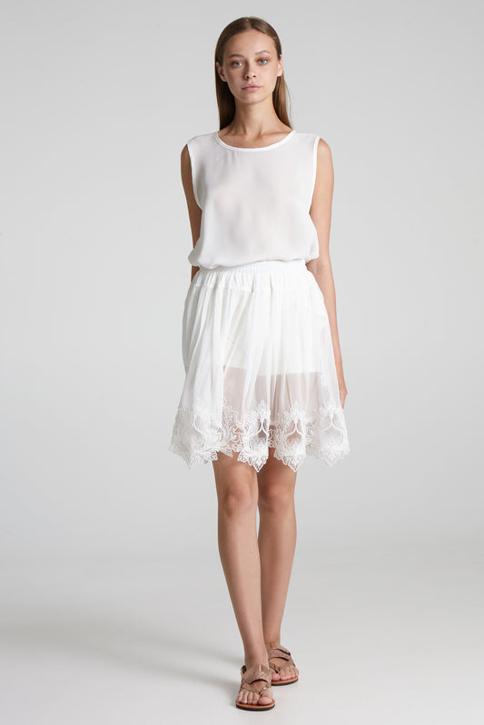 Sheer silk lace skirt